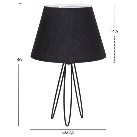 ΕΠΙΤΡΑΠΕΖΙΟ ΦΩΤΙΣΤΙΚΟ LIVO HM4708.01 ΜΑΥΡΟ ΜΕ ΤΡΙΠΟΔΗ ΜΕΤΑΛΛΙΚΗ ΒΑΣΗ Φ22x36Υεκ.