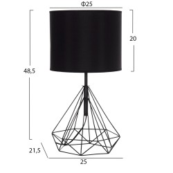 ΕΠΙΤΡΑΠΕΖΙΟ ΦΩΤΙΣΤΙΚΟ GEILO HM7416.11 ΜΑΥΡΟ ΜΕΤΑΛΛΙΚΟ--ΜΑΥΡΟ PVC ΚΑΠΕΛΟ Φ25x48,5Υεκ.