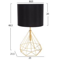 ΕΠΙΤΡΑΠΕΖΙΟ ΦΩΤΙΣΤΙΚΟ GEILO HM7416.12 ΧΡΥΣΟ ΜΕΤΑΛΛΙΚΟ--ΜΑΥΡΟ PVC ΚΑΠΕΛΟ Φ25x48,5Υεκ.