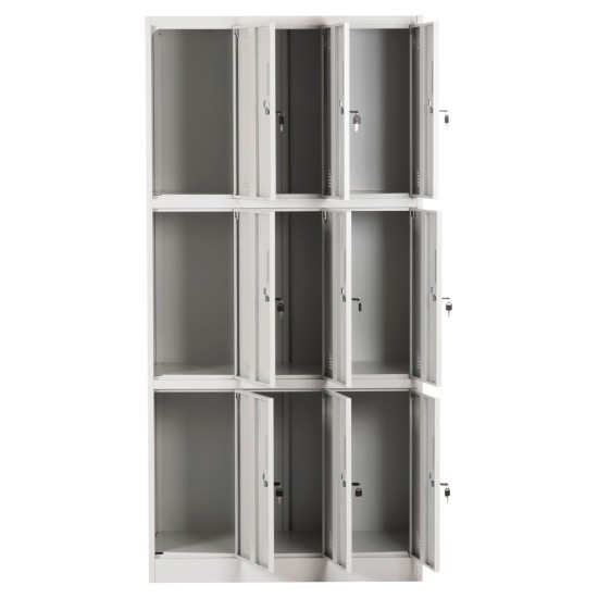 ΦΟΡΙΑΜΟΣ ΜΕΤΑΛΛΙΚΟΣ MALMOE HM5636.11 9 ΝΤΟΥΛΑΠΑΚΙΑ ΜΕ ΚΛΕΙΔΑΡΙΕΣ-ΓΚΡΙ 90x45x185Υεκ.