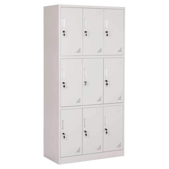 ΦΟΡΙΑΜΟΣ ΜΕΤΑΛΛΙΚΟΣ MALMOE HM5636.11 9 ΝΤΟΥΛΑΠΑΚΙΑ ΜΕ ΚΛΕΙΔΑΡΙΕΣ-ΓΚΡΙ 90x45x185Υεκ.