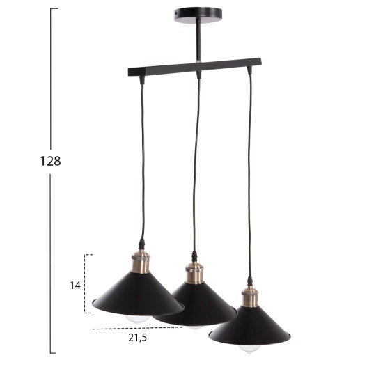 ΦΩΤΙΣΤΙΚΟ ΟΡΟΦΗΣ 3ΦΩΤΟ BELL HM7533.11 ΜΑΥΡΟ ΜΕΤΑΛΛΟ-ΧΑΛΚΙΝΟ ΝΤΟΥΙ Φ21,5x128Υεκ.