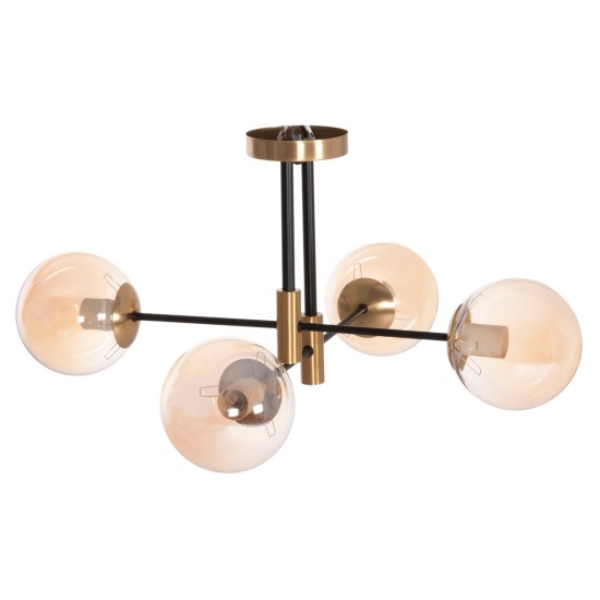 ΦΩΤΙΣΤΙΚΟ ΟΡΟΦΗΣ DREMP HM7409.11 ΤΕΤΡΑΦΩΤΟ ΜΑΥΡΟ-ΧΡΥΣΟ 68x68x36Υεκ.