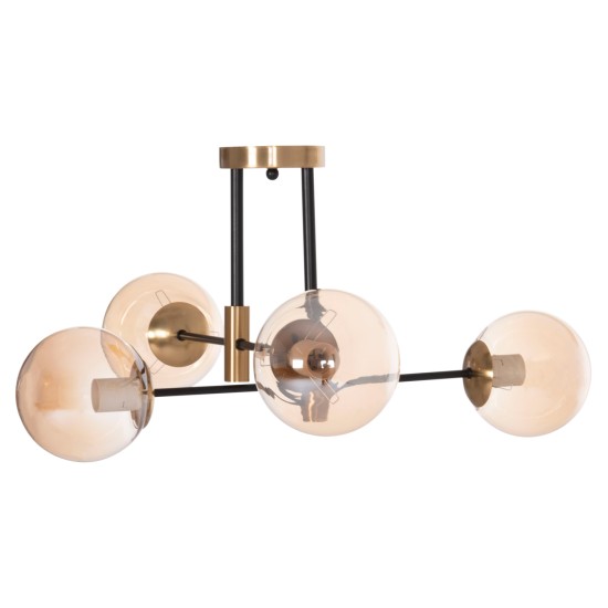 ΦΩΤΙΣΤΙΚΟ ΟΡΟΦΗΣ DREMP HM7409.11 ΤΕΤΡΑΦΩΤΟ ΜΑΥΡΟ-ΧΡΥΣΟ 68x68x36Υεκ.