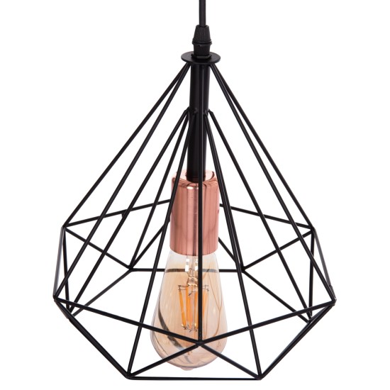 ΦΩΤΙΣΤΙΚΟ ΟΡΟΦΗΣ ΚΡΕΜΑΣΤΟ HM4041 3ΦΩΤΟ ΜΑΥΡΟ ΜΕΤΑΛΛΟ 25x22x123Yεκ.