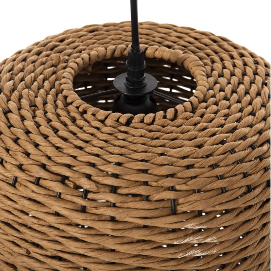 ΦΩΤΙΣΤΙΚΟ ΟΡΟΦΗΣ ΚΡΕΜΑΣΤΟ HM4340 PAPER ROPE ΜΠΕΖ-ΜΑΥΡΟ ΜΕΤΑΛΛΟ-Φ26x40-120Υεκ.