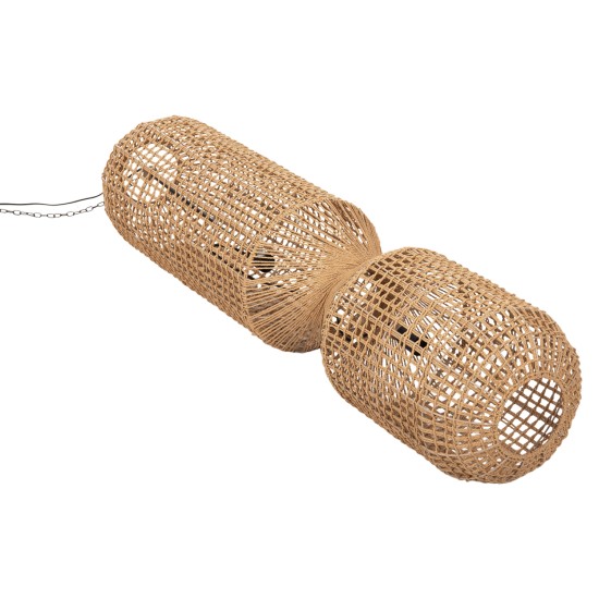 ΦΩΤΙΣΤΙΚΟ ΟΡΟΦΗΣ ΚΡΕΜΑΣΤΟ HM4345 ΚΥΛΙΝΔΡΙΚΟ ΑΠΟ PAPER ROPE ΜΠΕΖ-2 ΛΑΜΠΕΣ Φ30,5x132Υ