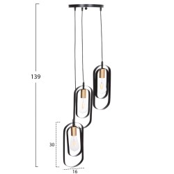 ΦΩΤΙΣΤΙΚΟ ΟΡΟΦΗΣ ΚΡΕΜΑΣΤΟ BIUT HM7528.11 ΜΑΥΡΟ ΜΕΤΑΛΛΟ-ΧΡΥΣΟ ΝΤΟΥΙ Φ23x139Υεκ.