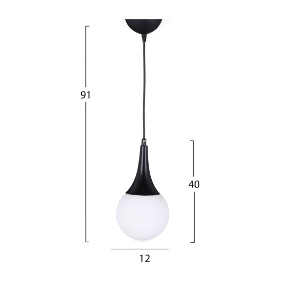 ΦΩΤΙΣΤΙΚΟ ΟΡΟΦΗΣ ΜΕΤΑΛΛΙΚΟ ΜΑΥΡΟ HM7517.01 12x91 εκ.