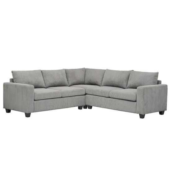 ΓΩΝΙΑΚΟΣ ΚΑΝΑΠΕΣ CALDER HM3286.01 ΓΚΡΙ ΥΦΑΣΜΑ 254x254x90(κάθισμα)x91Υεκ.