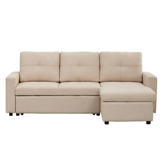 ΓΩΝΙΑΚΟΣ ΚΑΝΑΠΕΣ-ΚΡΕΒΑΤΙ ΑΝΑΣΤΡΕΨΙΜΟΣ SAL HM3310.01 ΓΚΡΙ ΥΦΑΣΜΑ 214x137x83Yεκ