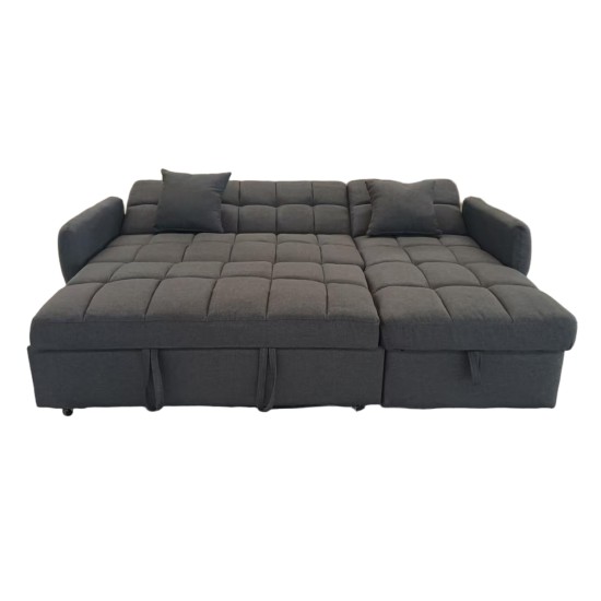 ΓΩΝΙΑΚΟΣ ΚΑΝΑΠΕΣ-ΚΡΕΒΑΤΙ ΑΝΑΣΤΡΕΨΙΜΟΣ NEZU HM3294.02 ΜΠΕΖ ΥΦΑΣΜΑ 213x145x83Υεκ.