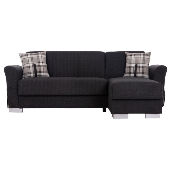 ΓΩΝΙΑΚΟΣ ΚΑΝΑΠΕΣ-ΚΡΕΒΑΤΙ ΜΕ ΑΠΟΘ. ΧΩΡΟ BRONKO HM3291.01 ΑΝΘΡΑΚΙ ΥΦΑΣΜΑ 218x138x77Y