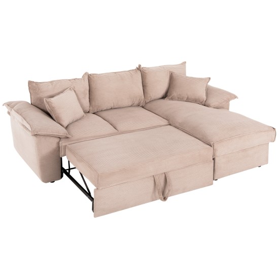 ΓΩΝΙΑΚΟΣ ΚΑΝΑΠΕΣ-ΚΡΕΒΑΤΙ ΜΕ ΑΠΟΘ.ΧΩΡΟ TRENDSTON HM3302.01L ΓΚΡΙ ΥΦΑΣΜΑ 298x177x95Υεκ