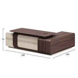 ΓΡΑΦΕΙΟ ΑΡΙΣΤΕΡΗ ΓΩΝΙΑ ΣΕΙΡΑ PRESIDENT HM2146L ΜΕΛΑΜΙΝΗ ΣΕ ΚΑΡΥΔΙ-ΜΠΕΖ 240x180x76Υεκ