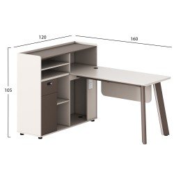 ΓΡΑΦΕΙΟ ΑΡΙΣΤΕΡΗ ΓΩΝΙΑ NEWLINE HM18275L ΜΕΛΑΜΙΝΗ ΕΚΡΟΥ-ΠΟΔΙΑ ΑΛΟΥΜΙΝΙΟΥ 160x120x105Υεκ