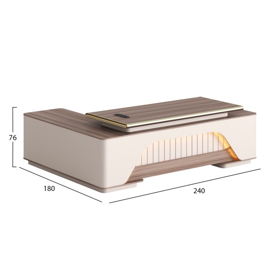 ΓΡΑΦΕΙΟ ΔΕΞΙΑ ΓΩΝΙΑ ΣΕΙΡΑ SUPERON HM2137R ΜΕΛΑΜΙΝΗ ΜΠΕΖ--LED ΦΩΤΙΣΜΟΣ 240x180x76Υεκ.