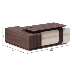 ΓΡΑΦΕΙΟ ΔΕΞΙΑ ΓΩΝΙΑ ΣΕΙΡΑ PRESIDENT HM2147R ΜΕΛΑΜΙΝΗ ΣΕ ΚΑΡΥΔΙ-ΜΠΕΖ 200x160x76Υεκ