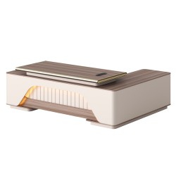 ΓΡΑΦΕΙΟ ΓΩΝΙΑ ΣΕΙΡΑ SUPERON HM2137L ΜΕΛΑΜΙΝΗ ΜΠΕΖ--LED ΦΩΤΙΣΜΟΣ 240x180x76Υεκ.