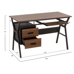 ΓΡΑΦΕΙΟ VITINO HM2130.03 ΜΕΛΑΜΙΝΗ-ΜΕΤΑΛΛΟ ΣΕ ΚΑΡΥΔΙ-ΓΚΡΙ 120X60X76εκ.