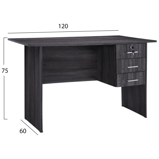 ΓΡΑΦΕΙΟ ΜΕ 3 ΣΥΡΤΑΡΙΑ HAYDEN HM2268.01 ΜΕΛΑΜΙΝΗ ΣΕ ΑΝΘΡΑΚΙ ΧΡΩΜΑ 120x60x75Υεκ