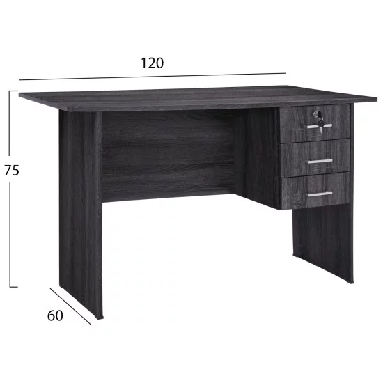 ΓΡΑΦΕΙΟ ΜΕ 3 ΣΥΡΤΑΡΙΑ HAYDEN HM2268.01 ΜΕΛΑΜΙΝΗ ΣΕ ΑΝΘΡΑΚΙ ΧΡΩΜΑ 120x60x75Υεκ