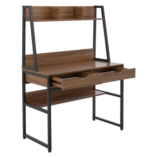 ΓΡΑΦΕΙΟ ΜΕ ΒΙΒΛΙΟΘΗΚΗ TANAYA HM2390.12 ΜΕΛΑΜΙΝΗ ΚΑΡΥΔΙ-ΜΑΥΡΟΣ ΜΕΤΑΛΛ.ΣΚΕΛΕΤΟΣ 100x48x139Y