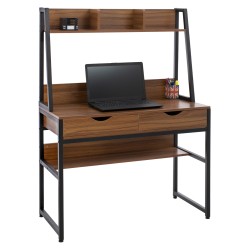 ΓΡΑΦΕΙΟ ΜΕ ΒΙΒΛΙΟΘΗΚΗ TANAYA HM2390.12 ΜΕΛΑΜΙΝΗ ΚΑΡΥΔΙ-ΜΑΥΡΟΣ ΜΕΤΑΛΛ.ΣΚΕΛΕΤΟΣ 100x48x139Y