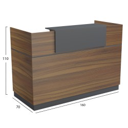 ΓΡΑΦΕΙΟ ΥΠΟΔΟΧΗΣ (RECEPTION) BARRY HM2153.03 ΜΕΛΑΜΙΝΗ ΣΕ ΚΑΡΥΔΙ-ΓΚΡΙ 160x70x110Υεκ.