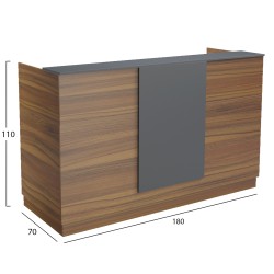 ΓΡΑΦΕΙΟ ΥΠΟΔΟΧΗΣ (RECEPTION) KRONIC HM2156.03 ΜΕΛΑΜΙΝΗ ΣΕ ΚΑΡΥΔΙ-ΓΚΡΙ 180x70x110Υεκ.