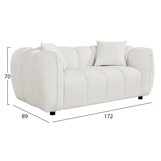 ΚΑΝΑΠΕΣ 2-ΘΕΣΙΟΣ LYKKE HM3324.02 ΕΚΡΟΥ ΥΦΑΣΜΑ 172x89x70Υεκ.