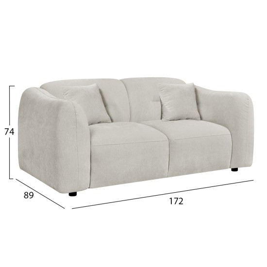 ΚΑΝΑΠΕΣ 2-ΘΕΣΙΟΣ JUNOA HM3334.02 ΕΚΡΟΥ ΥΦΑΣΜΑ 172x89x85Υεκ