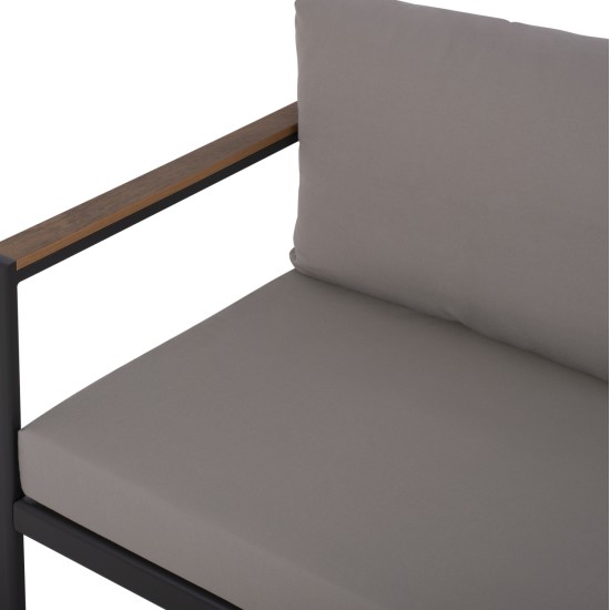 ΚΑΝΑΠΕΣ 2-ΘΕΣΙΟΣ SAFIYA HM5523.02 ΑΛΟΥΜΙΝΙΟ ΑΝΘΡΑΚΙ--ΓΚΡΙ ΜΑΞΙΛΑΡΙΑ 144x70x85Υεκ