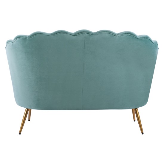 ΚΑΝΑΠΕΣ 2ΘΕΣΙΟΣ COQUILLE HM8627.07 ΑΠΟ ΦΥΣΤΙΚΙ ΒΕΛΟΥΔΟ ΜΕ ΧΡΥΣΑ ΠΟΔΙΑ 130x81x86Υ εκ.