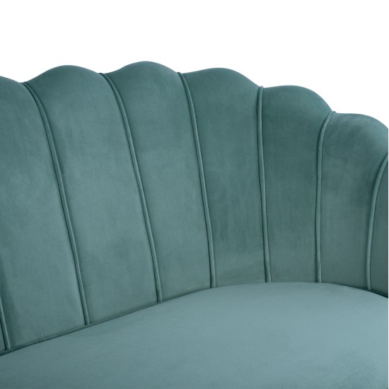 ΚΑΝΑΠΕΣ 2ΘΕΣΙΟΣ COQUILLE HM8627.07 ΑΠΟ ΦΥΣΤΙΚΙ ΒΕΛΟΥΔΟ ΜΕ ΧΡΥΣΑ ΠΟΔΙΑ 130x81x86Υ εκ.