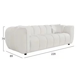 ΚΑΝΑΠΕΣ 3-ΘΕΣΙΟΣ LYKKE HM3323.02 ΕΚΡΟΥ ΥΦΑΣΜΑ 229x89x70Υεκ