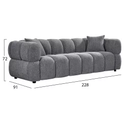 ΚΑΝΑΠΕΣ 3-ΘΕΣΙΟΣ NORIKA HM3331.01 ΓΚΡΙ ΥΦΑΣΜΑ 228x91x72Υεκ.
