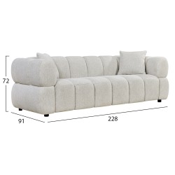 ΚΑΝΑΠΕΣ 3-ΘΕΣΙΟΣ NORIKA HM3331.02 ΕΚΡΟΥ ΥΦΑΣΜΑ 228x91x72Υεκ.