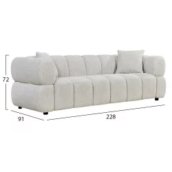 ΚΑΝΑΠΕΣ 3-ΘΕΣΙΟΣ NORIKA HM3331.02 ΕΚΡΟΥ ΥΦΑΣΜΑ 228x91x72Υεκ.