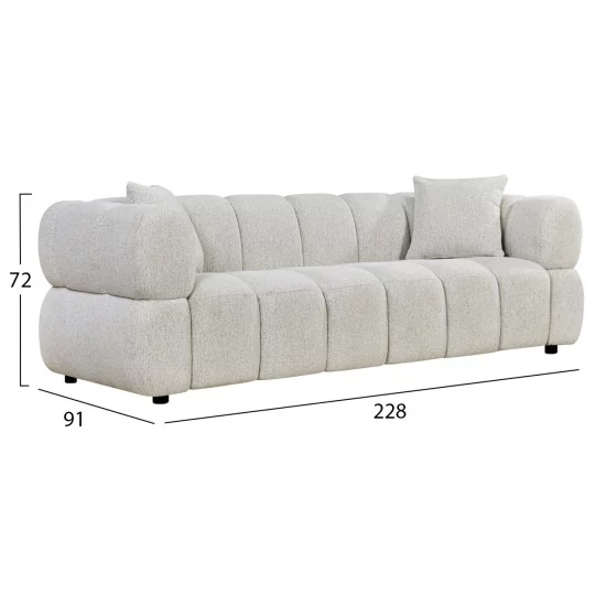 ΚΑΝΑΠΕΣ 3-ΘΕΣΙΟΣ NORIKA HM3331.02 ΕΚΡΟΥ ΥΦΑΣΜΑ 228x91x72Υεκ.