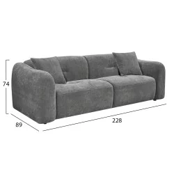 ΚΑΝΑΠΕΣ 3-ΘΕΣΙΟΣ JUNOA HM3333.01 ΓΚΡΙ ΥΦΑΣΜΑ 228x89x74Υεκ