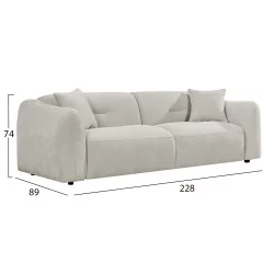 ΚΑΝΑΠΕΣ 3-ΘΕΣΙΟΣ JUNOA HM3333.02 ΕΚΡΟΥ ΥΦΑΣΜΑ 228x89x74Υεκ