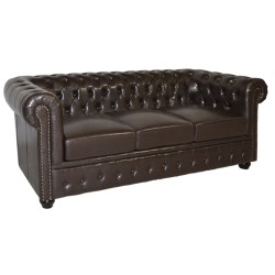 ΚΑΝΑΠΕΣ 3ΘΕΣΙΟΣ T.CHESTERFIELD HM3009.01 ΤΕΧΝΟΔΕΡΜΑ ΣΚΟΥΡΟ ΚΑΦΕ 208x90x73Υ εκ.