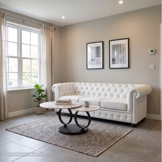 ΚΑΝΑΠΕΣ 3ΘΕΣΙΟΣ T.CHESTERFIELD HM3009.02 ΤΕΧΝΟΔΕΡΜΑ ΛΕΥΚΟ ΜΑΤ 208x90x73 εκ.