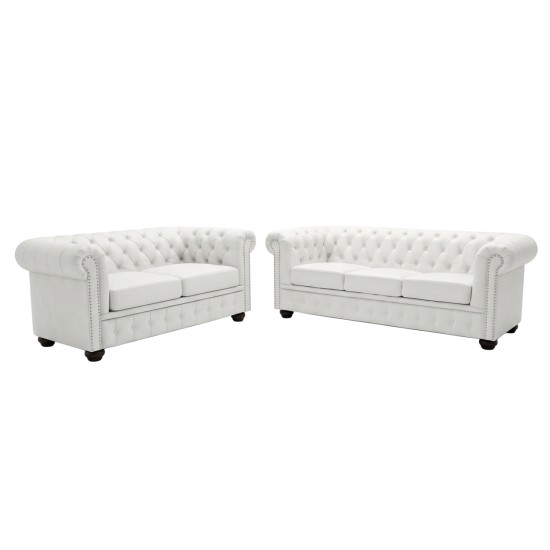 ΚΑΝΑΠΕΣ 3ΘΕΣΙΟΣ T.CHESTERFIELD HM3009.02 ΤΕΧΝΟΔΕΡΜΑ ΛΕΥΚΟ ΜΑΤ 208x90x73 εκ.