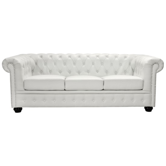 ΚΑΝΑΠΕΣ 3ΘΕΣΙΟΣ T.CHESTERFIELD HM3009.02 ΤΕΧΝΟΔΕΡΜΑ ΛΕΥΚΟ ΜΑΤ 208x90x73 εκ.