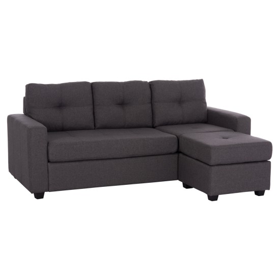 ΚΑΝΑΠΕΣ ΑΝΑΣΤΡΕΨΙΜΗ ΓΩΝΙΑ HM3004.02 ΜΕ ΓΚΡΙ ΥΦΑΣΜΑ 205X140X87Y εκ.