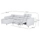ΚΑΝΑΠΕΣ ΑΡΙΣΤΕΡΗ ΓΩΝΙΑ 3Θ ΜΕ RECLINE VALENTE HM3317.01L ΑΝΟΙΧΤΟ ΓΚΡΙ ΥΦΑΣΜΑ 275x160x104Yεκ