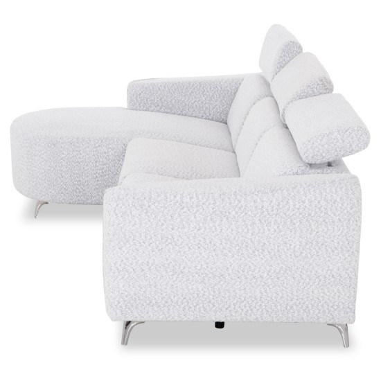 ΚΑΝΑΠΕΣ ΑΡΙΣΤΕΡΗ ΓΩΝΙΑ 3Θ ΜΕ RECLINE VALENTE HM3317.01L ΑΝΟΙΧΤΟ ΓΚΡΙ ΥΦΑΣΜΑ 275x160x104Yεκ