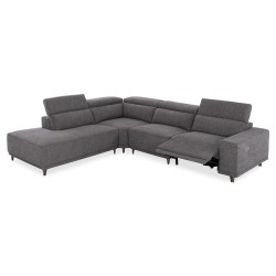 ΚΑΝΑΠΕΣ ΑΡΙΣΤΕΡΗ ΓΩΝΙΑ 5Θ ΜΕ RECLINE LUNARIS HM3316.02L ΕΚΡΟΥ ΥΦΑΣΜΑ 307x267x94Yεκ